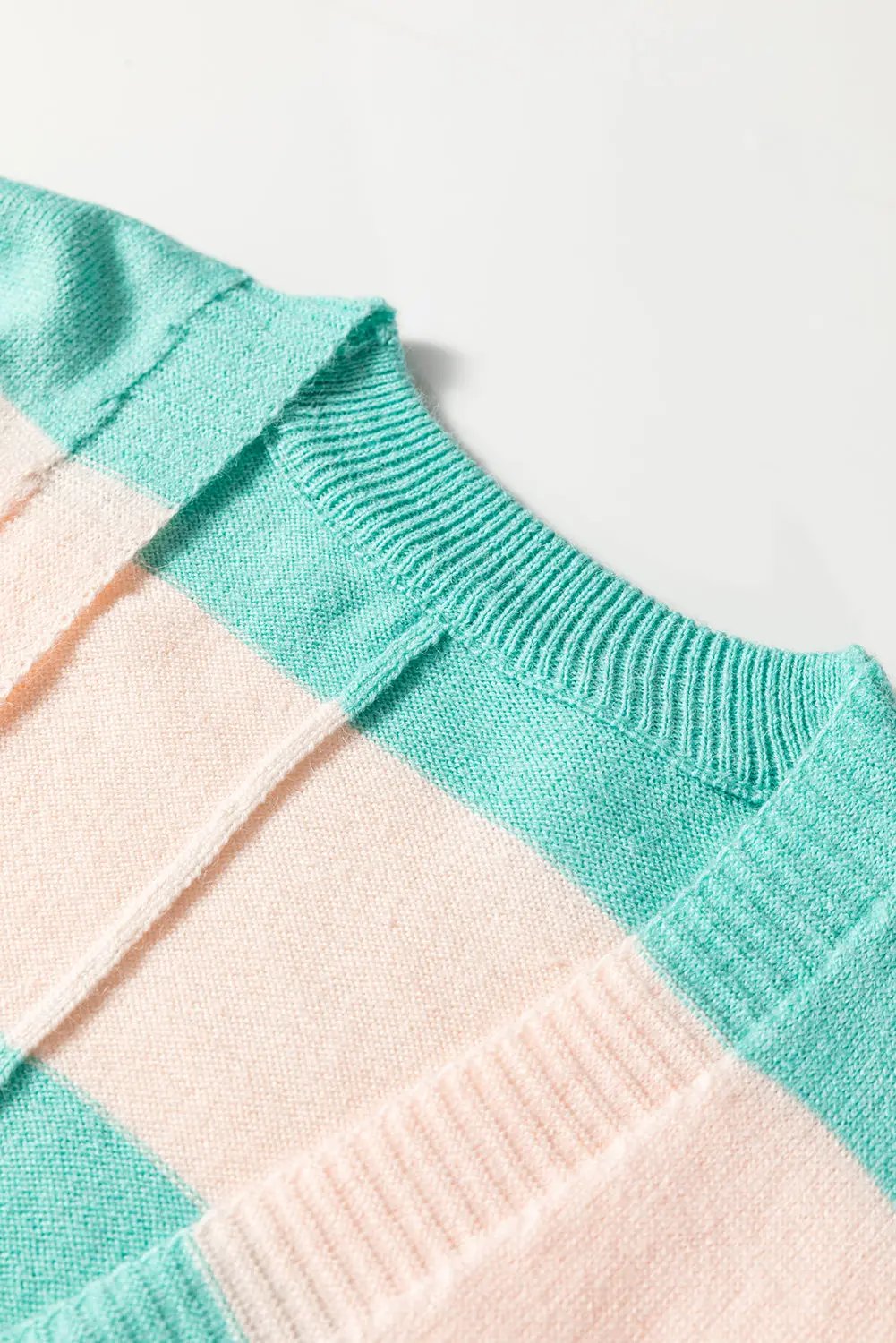 Premium Iceland Blue Colorblock Knit Open Front Short Cardigan Dear-Lover Dropshipping